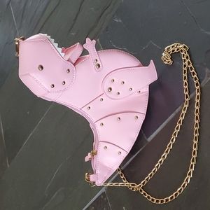Pink faux leather Dinosaur studded crossbody bag